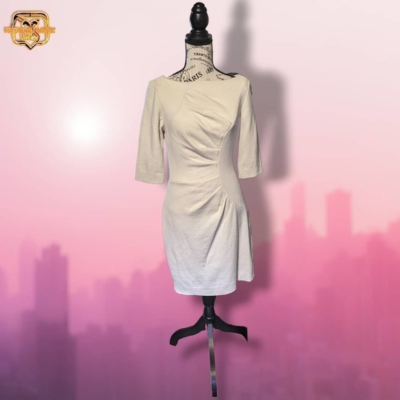 MILLY Andrea Cream Virgin Wool Pencil Dress, Medium - Picture 6 of 9